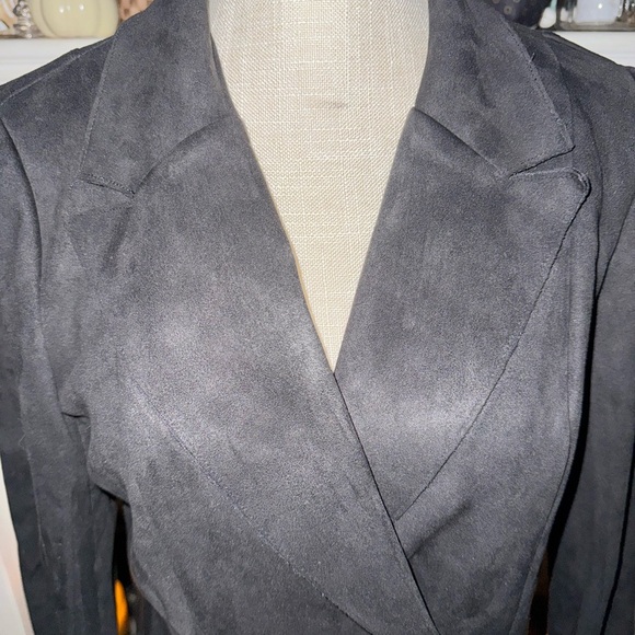 Solitaire for Anthropologie black faux suede 2 button blazer NWT - Picture 3 of 11